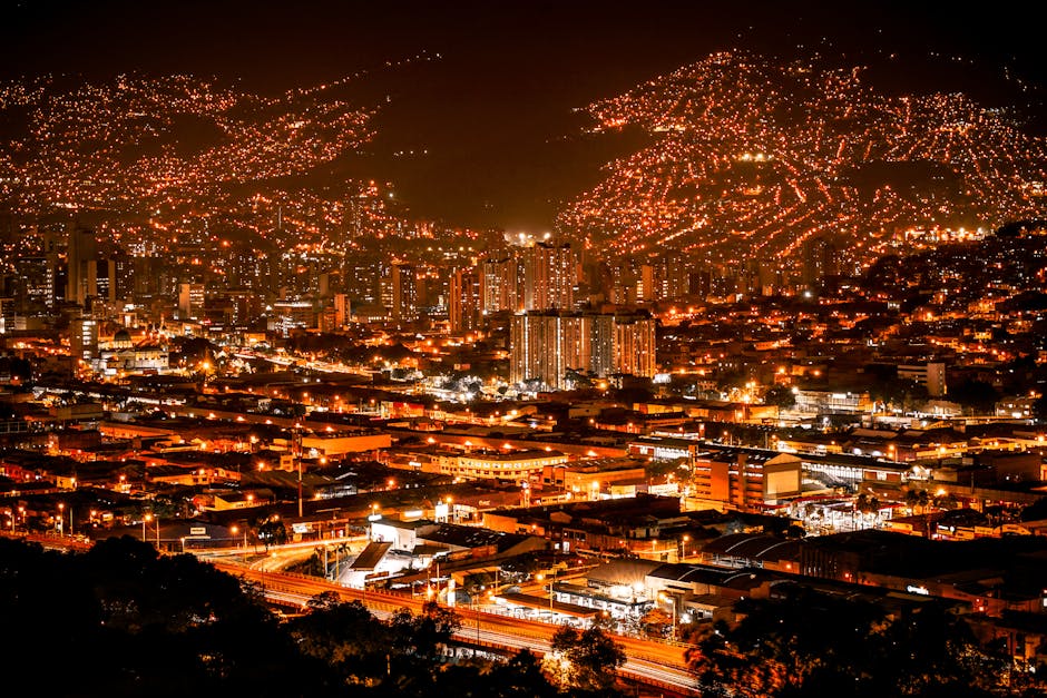 Medellin at night from Laureles viewpoint