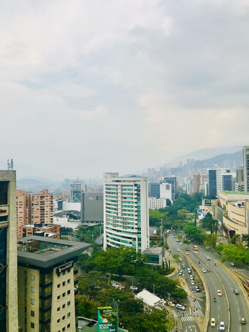 Medellin MetroCable aerial cable car over hillside comunas