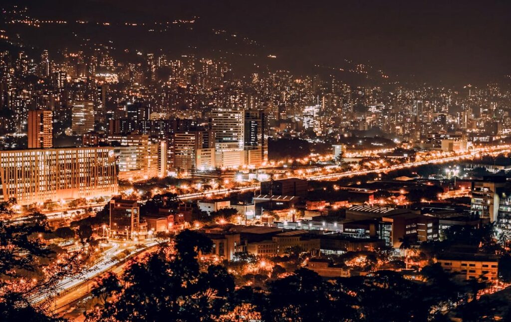 Medellin Colombia night skyline nightlife budget entertainment