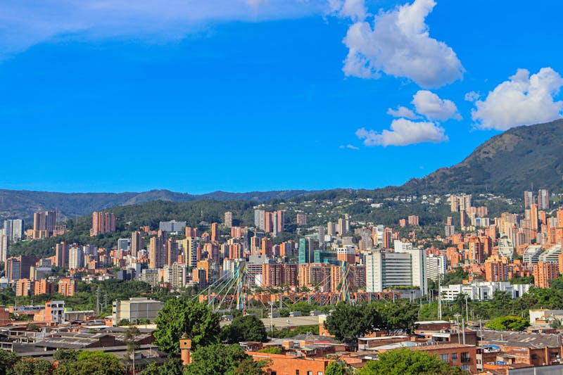 Medellin panoramic view from hillside Aburra Valley